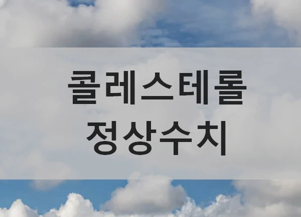 콜레스테롤 정상수치