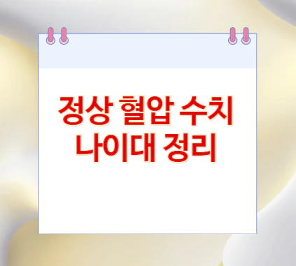 정상-혈압-수치